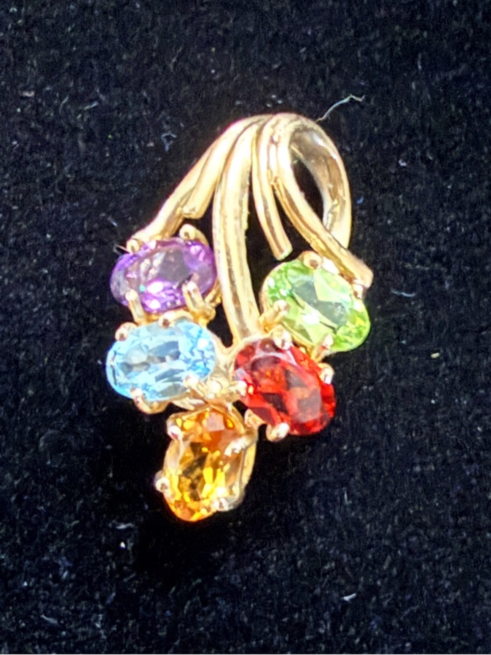 10k VIP Solid Y G Multi Colored Topaz Garnet Amethyst Citrine Peridot Pendant